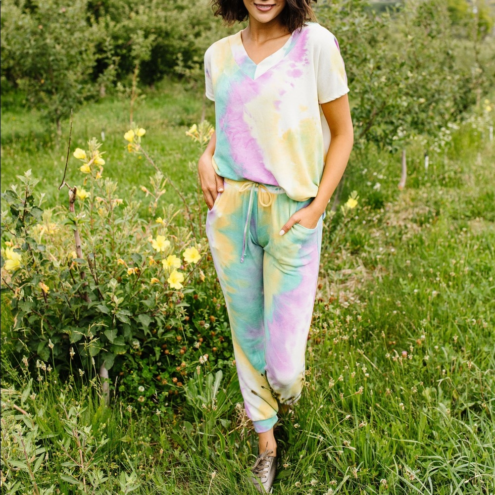 Mint Tie Dye Lounge Joggers - Picture 6 of 6
